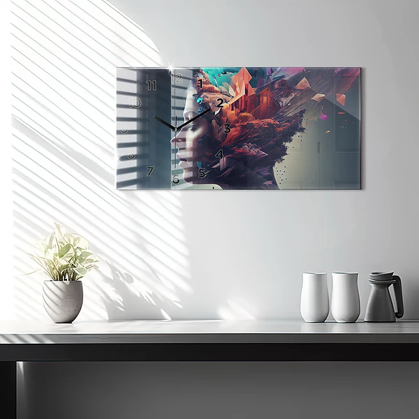 Horizontale Uhr mit motiv Emotionale abstrakte Frau