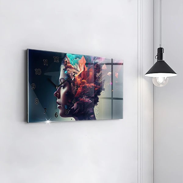 Horizontale Uhr mit motiv Emotionale abstrakte Frau