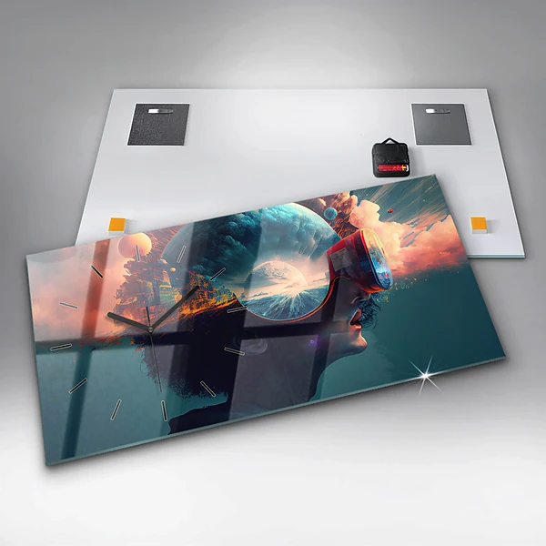 Horizontale Uhr Futuristische virtuelle Welt
