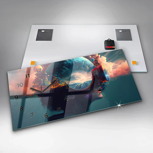 Horizontale Uhr Futuristische virtuelle Welt