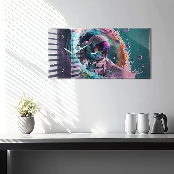 Horizontale Uhr mit motiv Kosmonautenfarbene Wolken