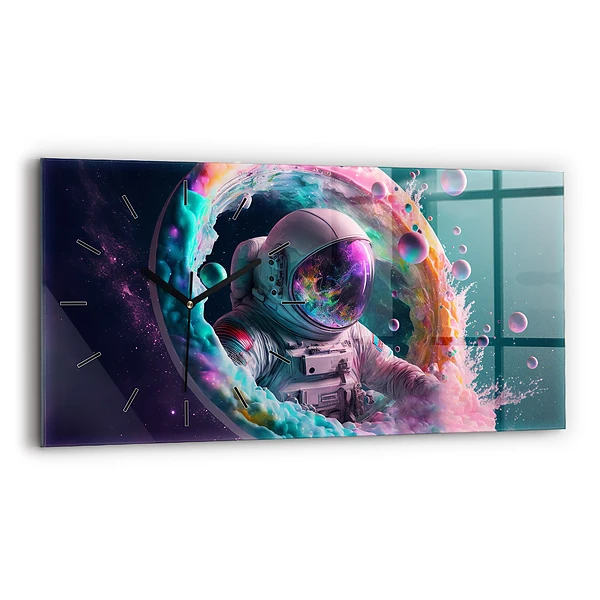 Horizontale Uhr mit motiv Kosmonautenfarbene Wolken