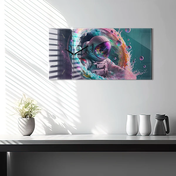 Horizontale Uhr mit motiv Kosmonautenfarbene Wolken