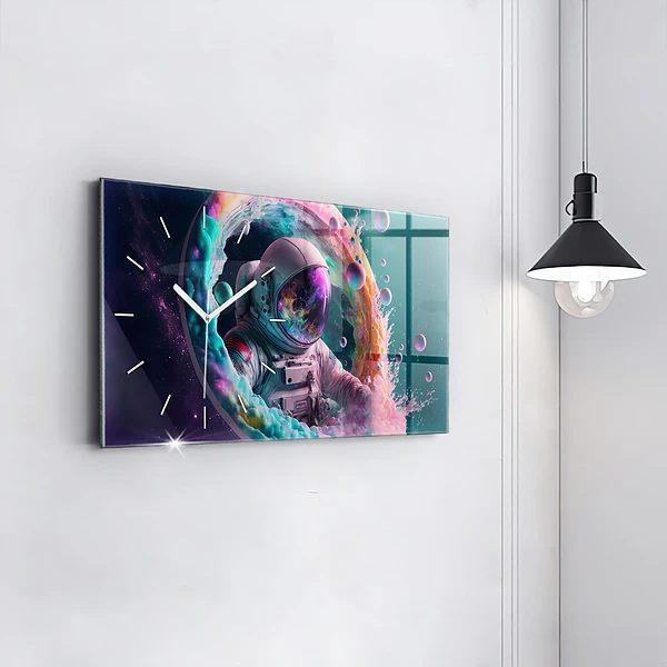 Horizontale Uhr mit motiv Kosmonautenfarbene Wolken