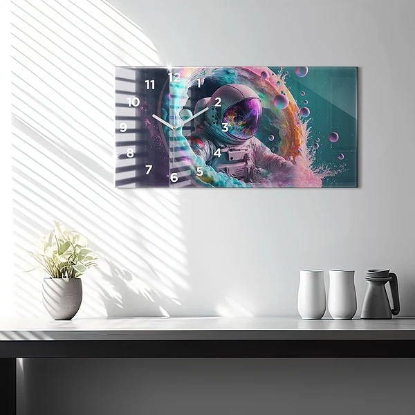 Horizontale Uhr mit motiv Kosmonautenfarbene Wolken
