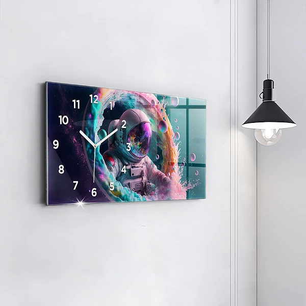 Horizontale Uhr mit motiv Kosmonautenfarbene Wolken