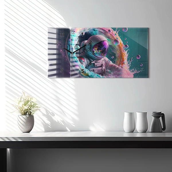 Horizontale Uhr mit motiv Kosmonautenfarbene Wolken