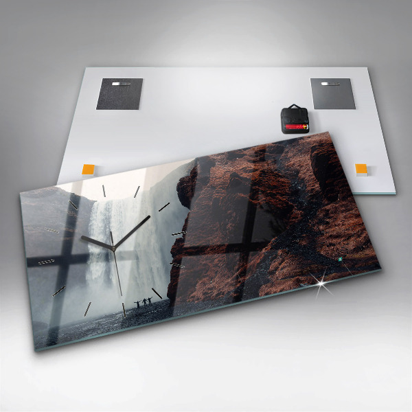Horizontale Uhr mit motiv Wasserfall Island Landschaft