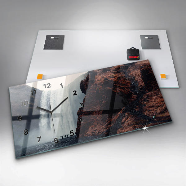 Horizontale Uhr mit motiv Wasserfall Island Landschaft