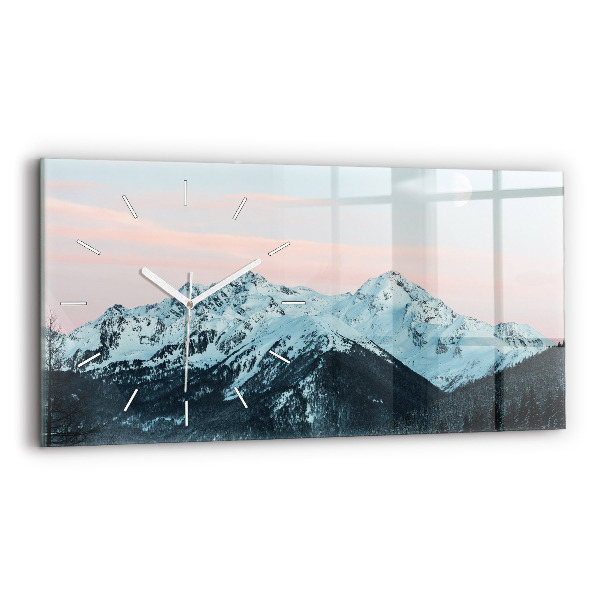 Horizontale Uhr mit motiv Bergkette im Winter