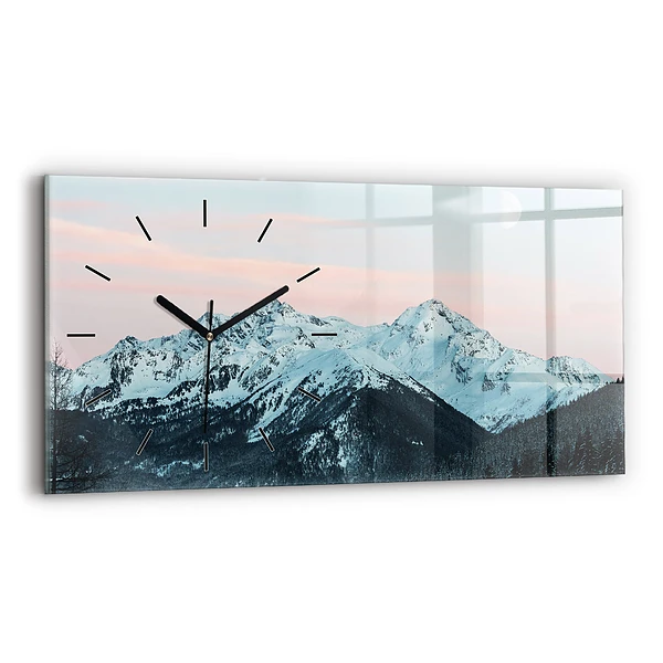 Horizontale Uhr mit motiv Bergkette im Winter