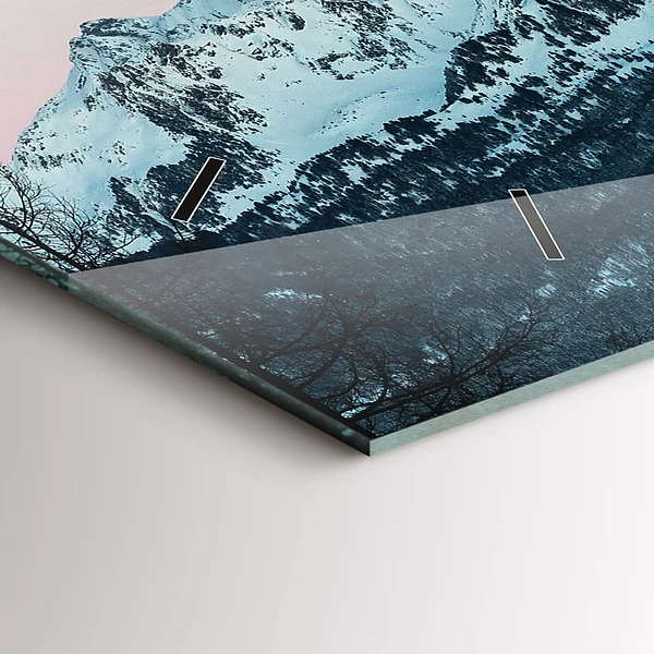 Horizontale Uhr mit motiv Bergkette im Winter