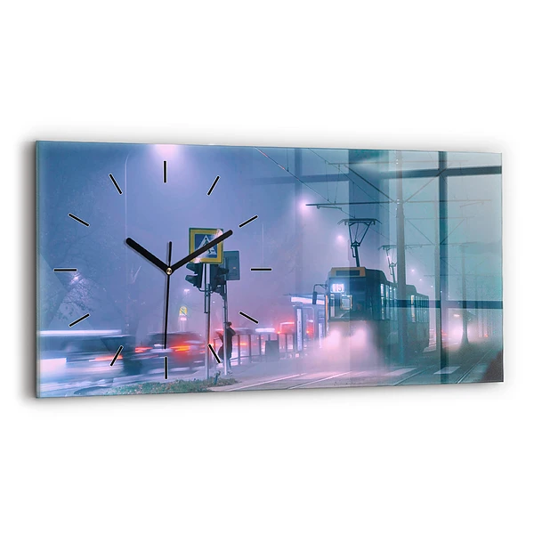 Horizontale Uhr Warschau im Nebel