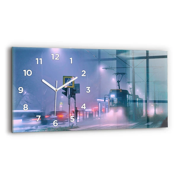 Horizontale Uhr Warschau im Nebel