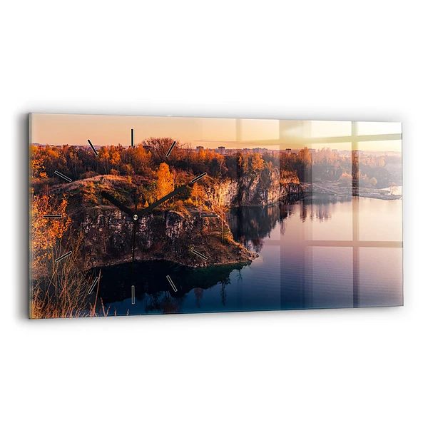 Horizontale Uhr mit motiv Krakauer See Zakrzówek Herbst