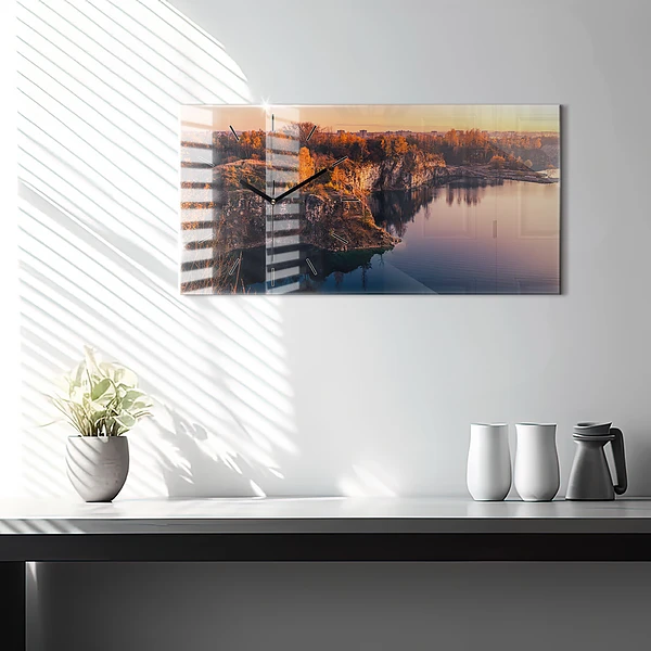 Horizontale Uhr mit motiv Krakauer See Zakrzówek Herbst