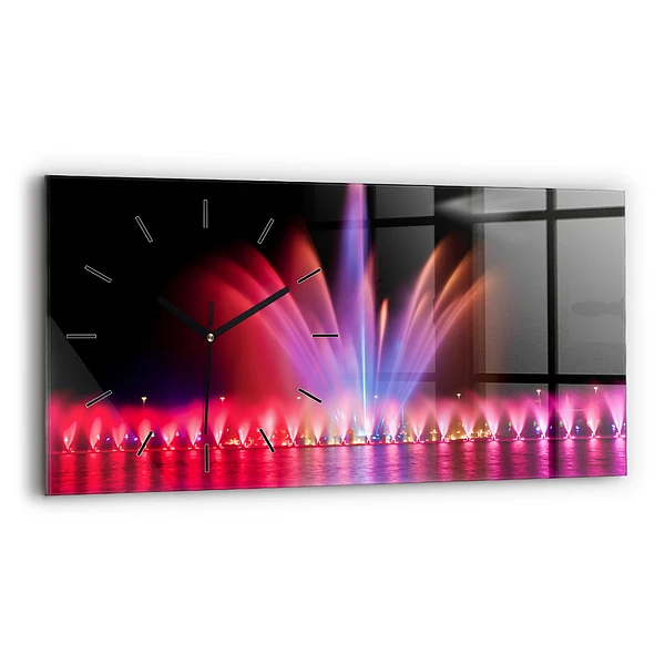 Horizontale Uhr mit motiv Breslauer Springbrunnen bei Nacht