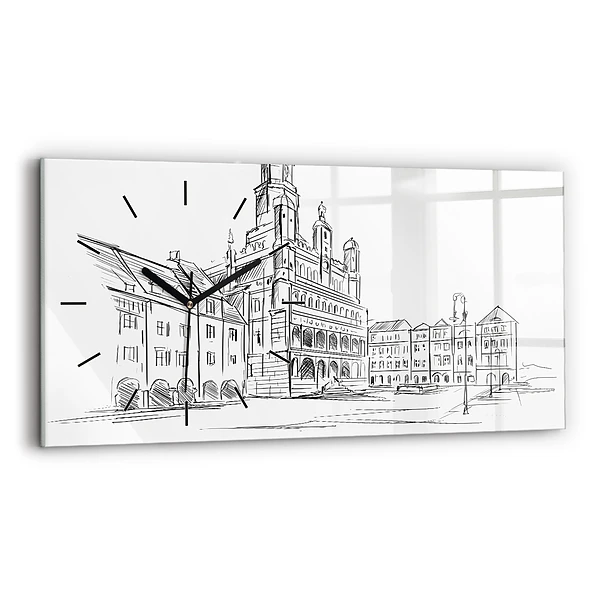 Horizontale Uhr mit motiv Skizze der Altstadt von Poznan