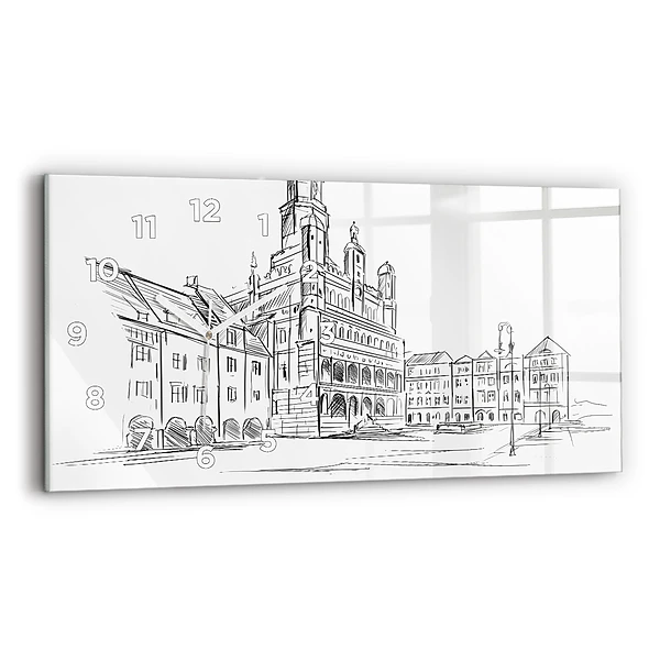 Horizontale Uhr mit motiv Skizze der Altstadt von Poznan