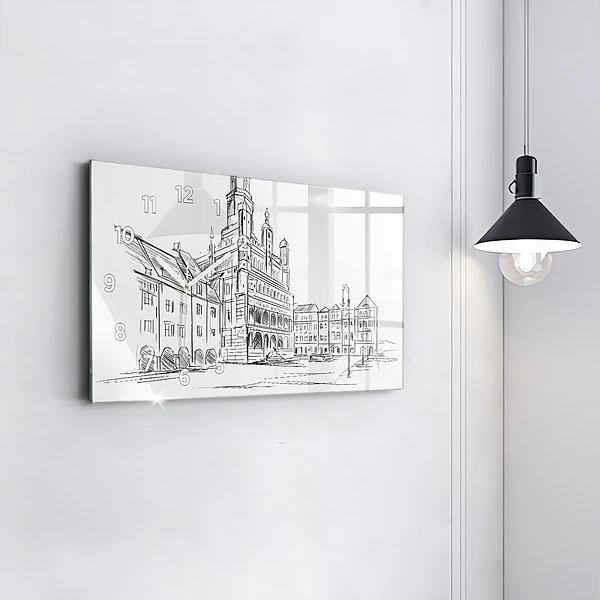 Horizontale Uhr mit motiv Skizze der Altstadt von Poznan