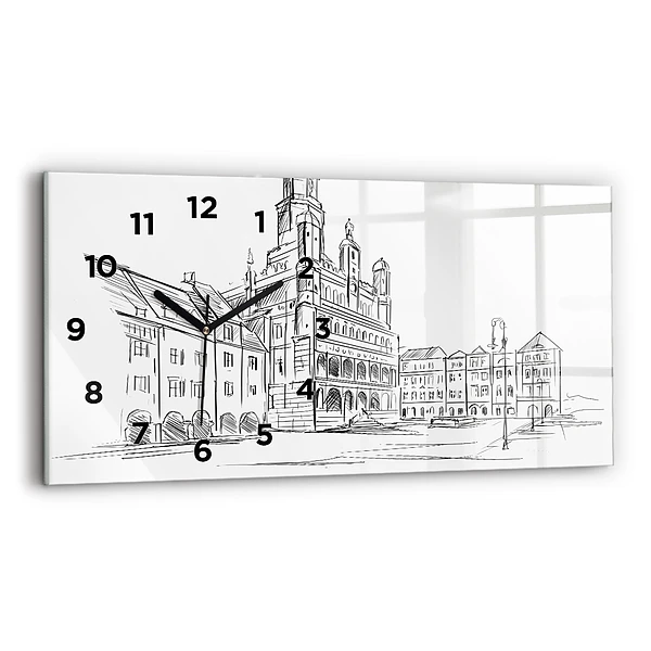 Horizontale Uhr mit motiv Skizze der Altstadt von Poznan