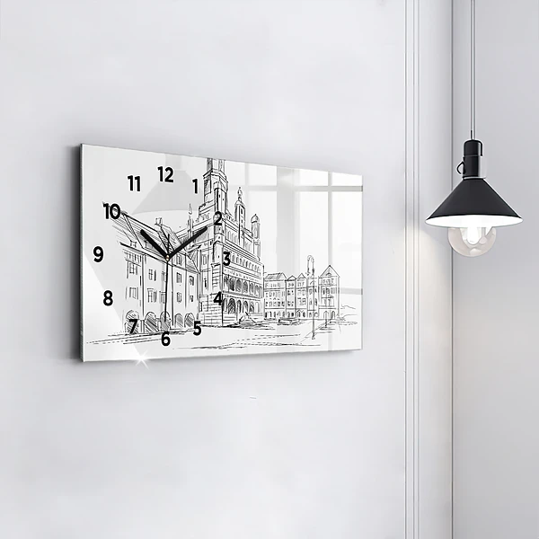 Horizontale Uhr mit motiv Skizze der Altstadt von Poznan