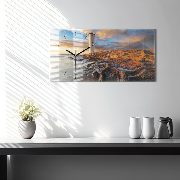 Horizontale Uhr mit motiv Leuchtturm und die Ostsee