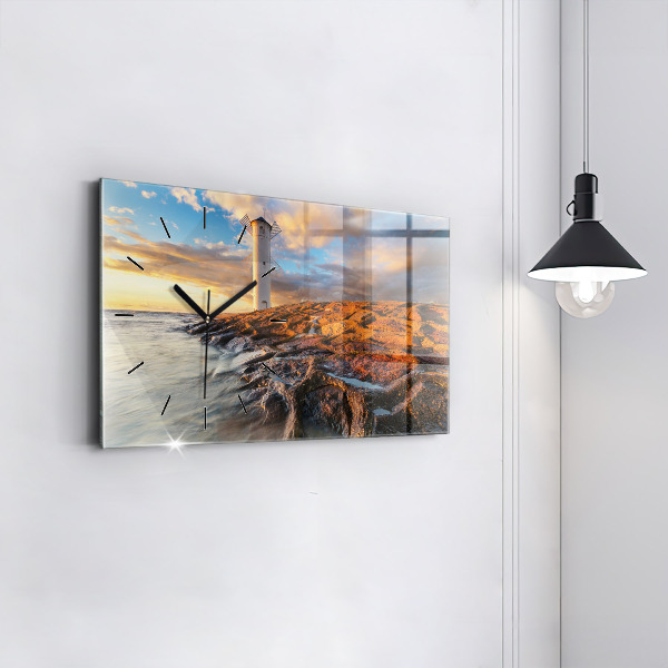 Horizontale Uhr mit motiv Leuchtturm und die Ostsee