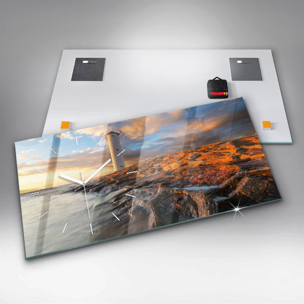 Horizontale Uhr mit motiv Leuchtturm und die Ostsee