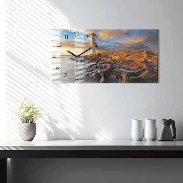 Horizontale Uhr mit motiv Leuchtturm und die Ostsee