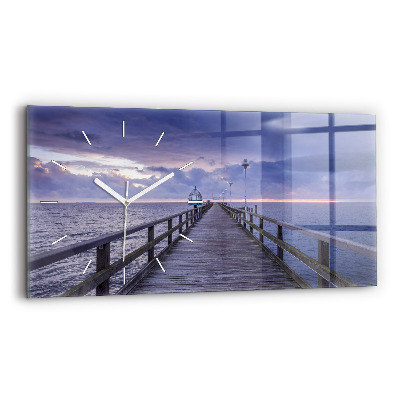 Horizontale Uhr mit motiv Pier an der Ostsee