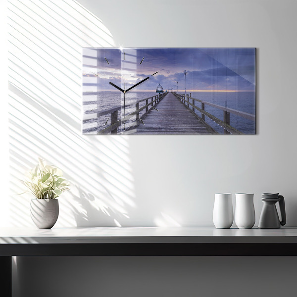 Horizontale Uhr mit motiv Pier an der Ostsee