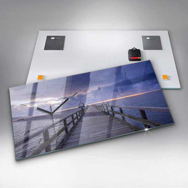 Horizontale Uhr mit motiv Pier an der Ostsee
