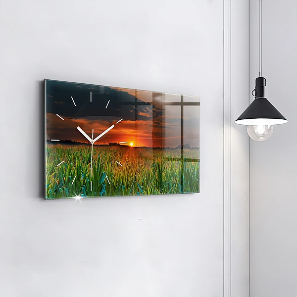 Horizontale Uhr mit motiv Sonnenblumen auf einer Wiese