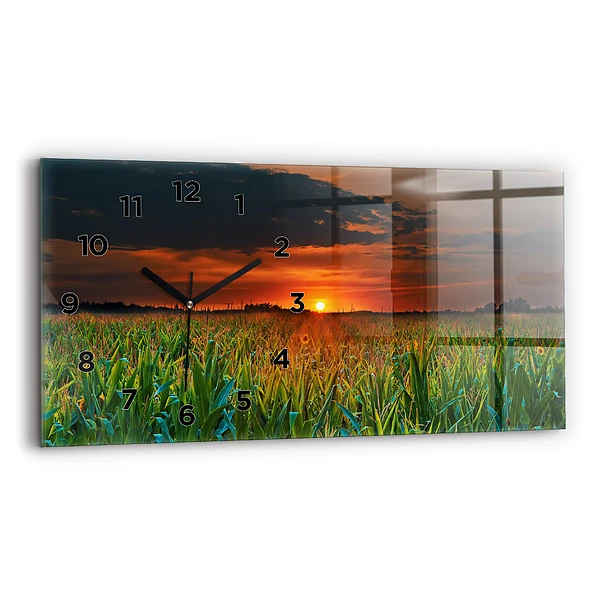 Horizontale Uhr mit motiv Sonnenblumen auf einer Wiese