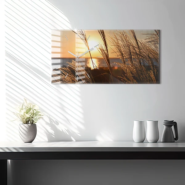 Horizontale Uhr Weizen zur Goldenen Stunde