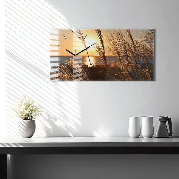 Horizontale Uhr Weizen zur Goldenen Stunde