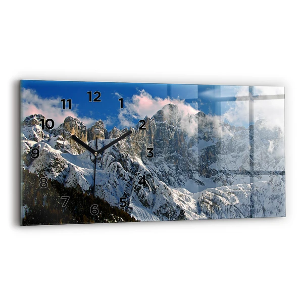 Horizontale Uhr mit motiv Berge unter dem blauen Himmel