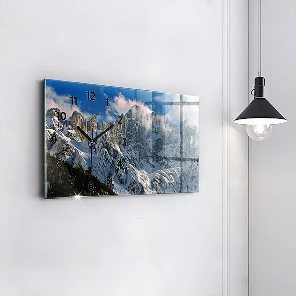 Horizontale Uhr mit motiv Berge unter dem blauen Himmel