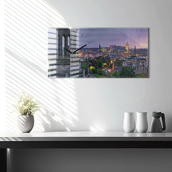 Horizontale Uhr mit motiv Edinburgh vom Calton Hill aus