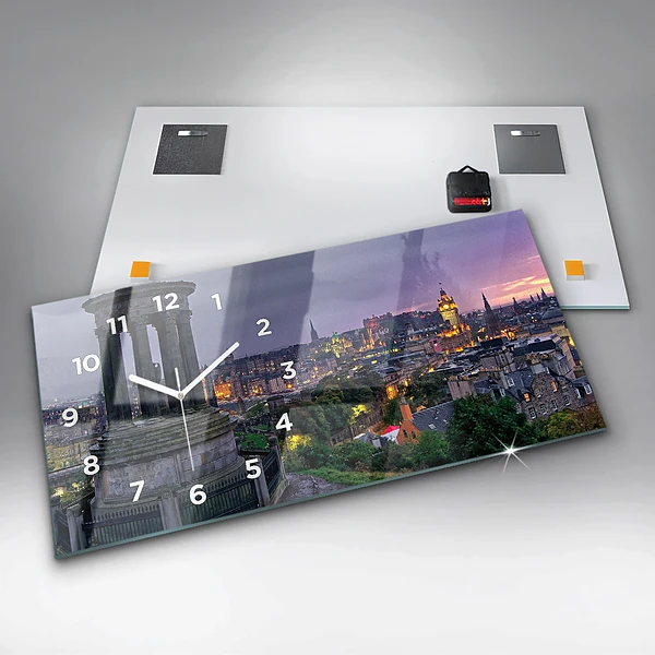 Horizontale Uhr mit motiv Edinburgh vom Calton Hill aus
