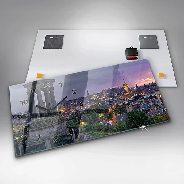 Horizontale Uhr mit motiv Edinburgh vom Calton Hill aus