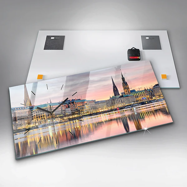 Horizontale Uhr mit motiv Alster in Hamburg