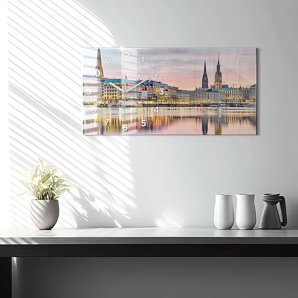 Horizontale Uhr mit motiv Alster in Hamburg