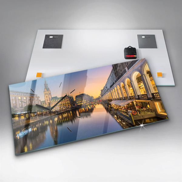 Horizontale Uhr mit motiv Hamburger Rathaus