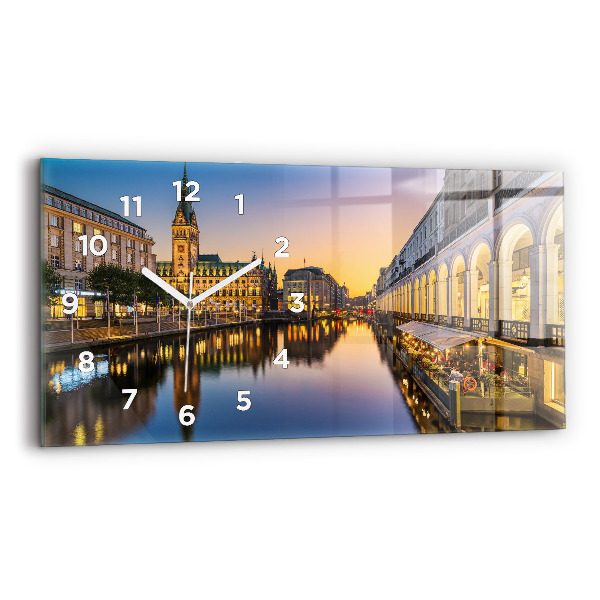 Horizontale Uhr mit motiv Hamburger Rathaus