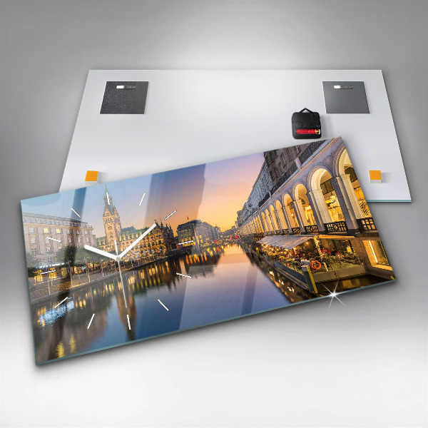 Horizontale Uhr mit motiv Hamburger Rathaus