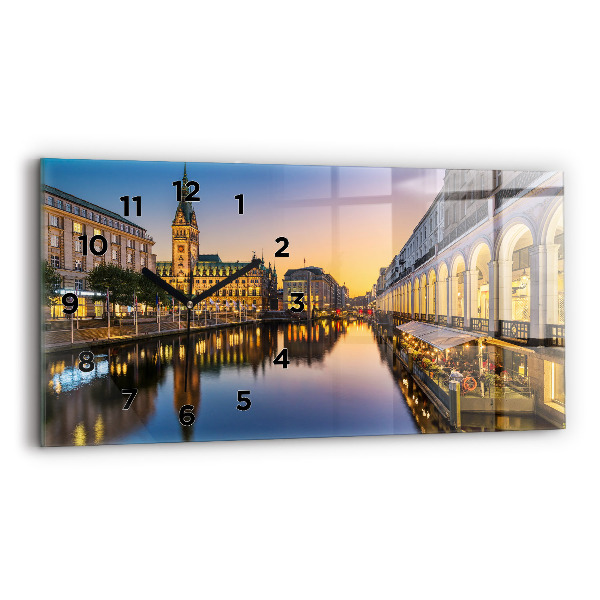 Horizontale Uhr mit motiv Hamburger Rathaus