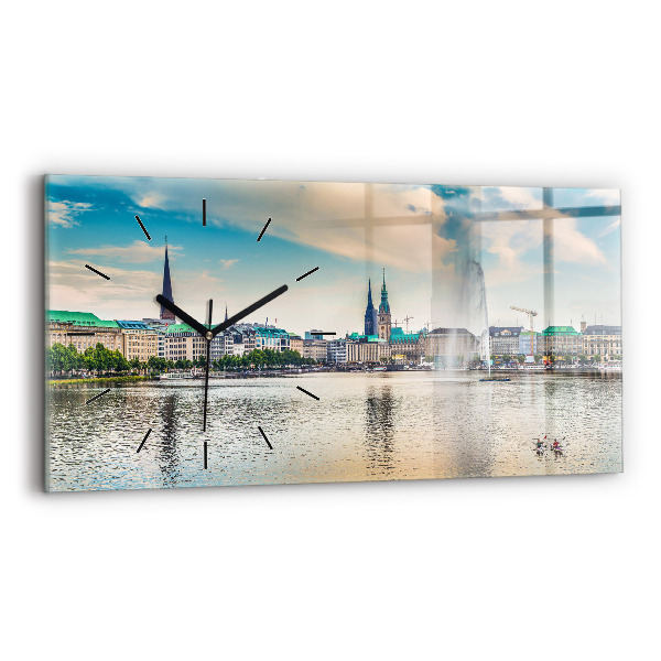 Horizontale Uhr mit motiv Binnenalster in Hamburg