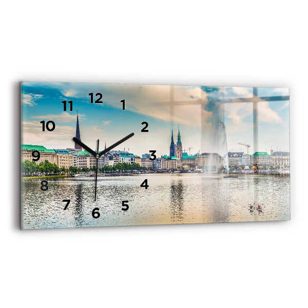 Horizontale Uhr mit motiv Binnenalster in Hamburg